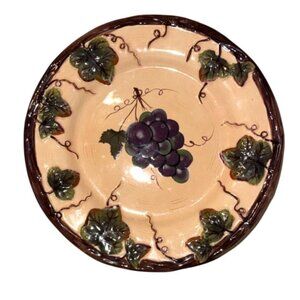 Handpainted Grape Vine Decorative salad Ceramic Plate Pacific Rim Exclusive Chin